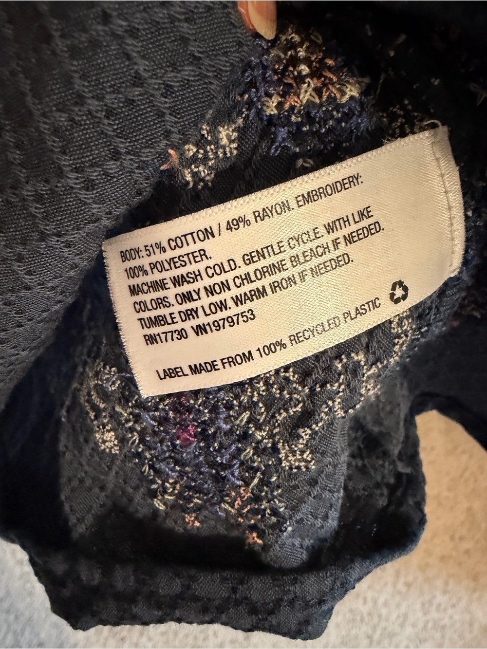 Knox Rose Navy Blue Embroidered Dress - Picture 6 of 9